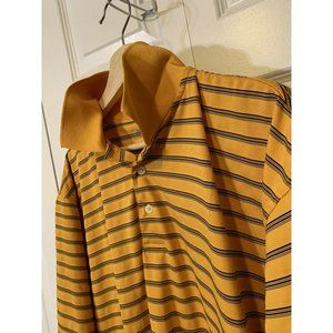 PGA‎ Tour Golf Men’s Sz XL Mango Stripe Short Sleeve Polo Shirt Polyester